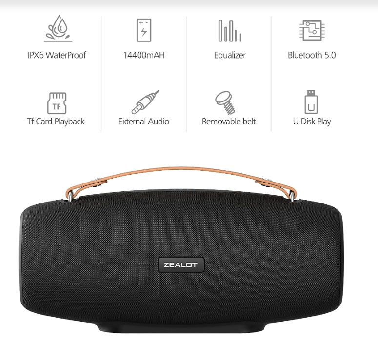ZEALOT 75W Portable Bluetooth Speakers Loud with BassUp Technology ...