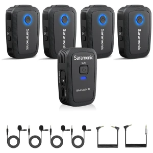 Saramonic Blink 500 T4 4‑Person Wireless Lavalier Microphone System - 2.4GHz, 328 ft Range, 24‑Bit Audio (Black)